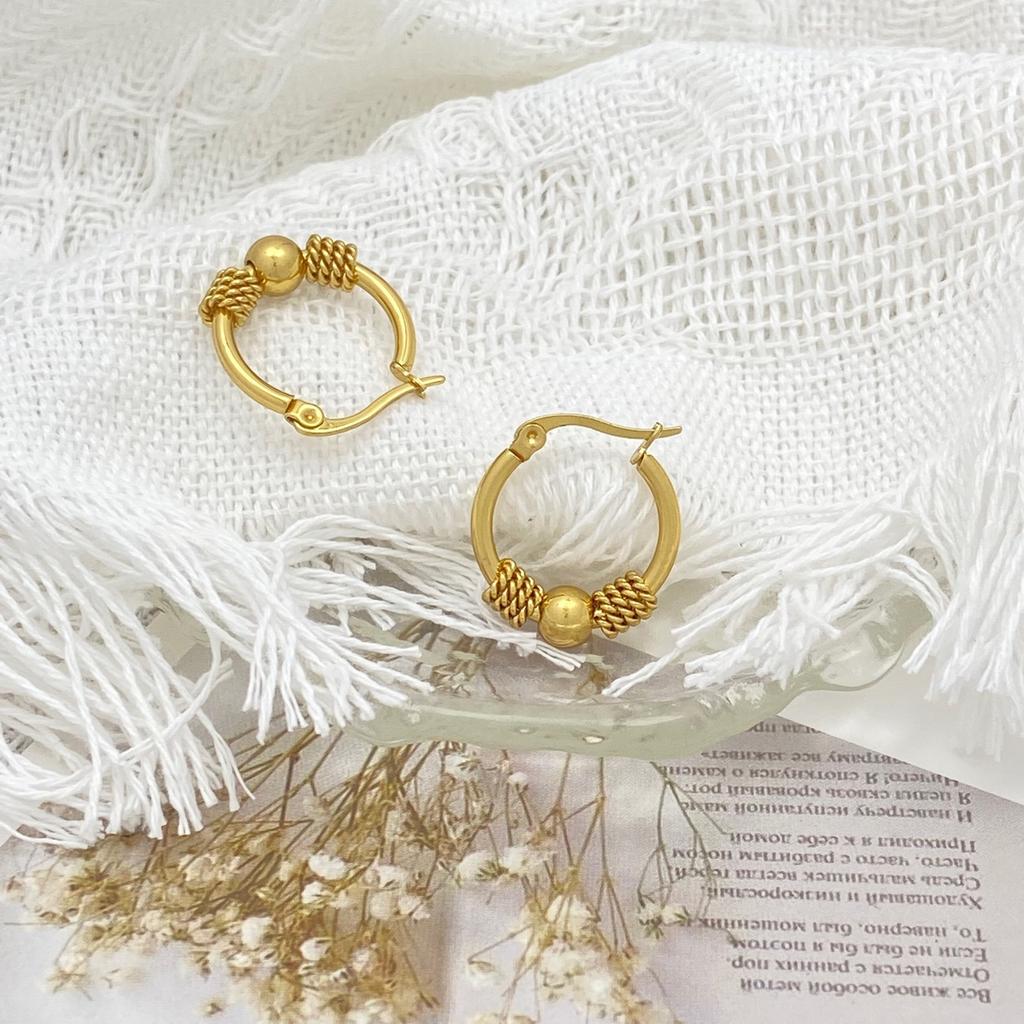 Fried Dough Twists Clip Transfer Bead Earrings, Fashionable And Versatile, Small Number Of Women'S Ear Jewelry