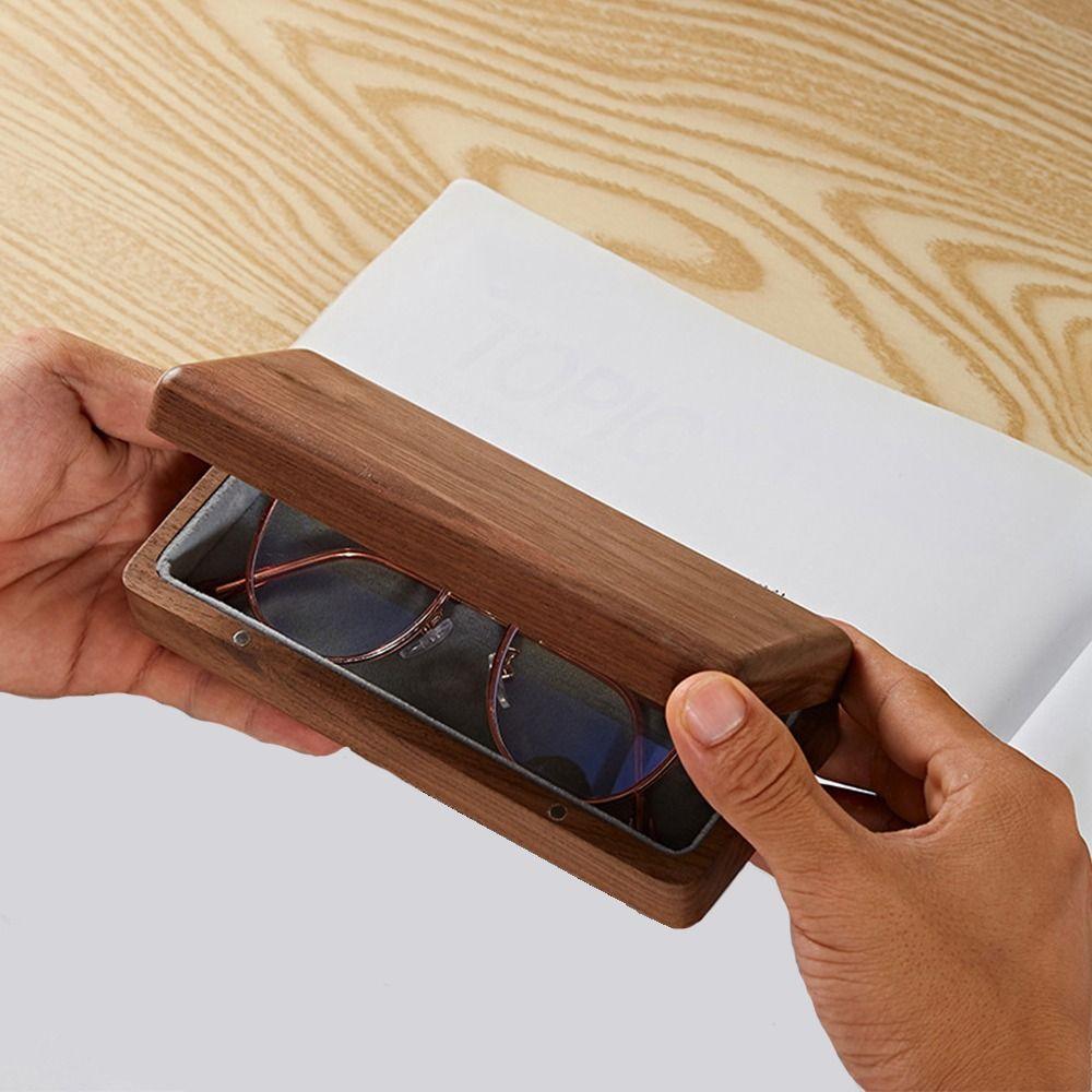 Retro Wood Glasses Case Magnetic Buckle Walnut Wood Storage Box  Eyewear Organizer