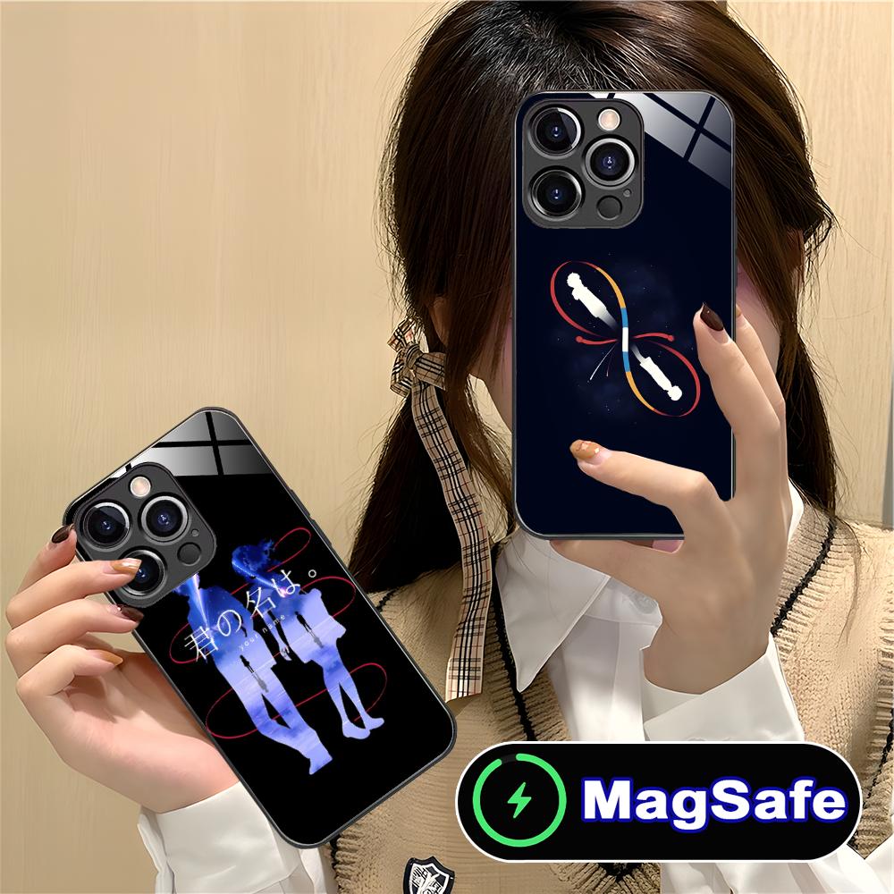 Anime Your Name Mobile Phone Case for iPhone 16 15 14 13 12 11 Pro Max Plus Mini MagSafe Glass Colour Printing Luxury Cellphones