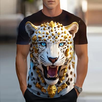 Sommer Herren Kinder 3D Gedrucktes Leopard T-Shirt Mode Oberteile Tees Männermode Kurzarm Kleidung Vintage Outfit Lässige Streetwear