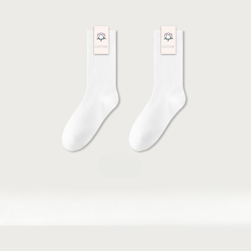 Women's Pure Cotton Mid-Tube Socks - High Breathability and Sweat-Absorbent for Autumn and Winter