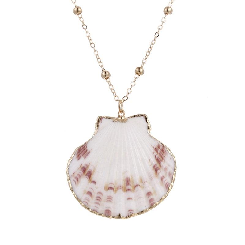 32 Styles Charm Boho Natural Shells Necklaces Scallop Pendant Necklace For Women Gifts Chain Style Alloy Seashell Summer Jewelry