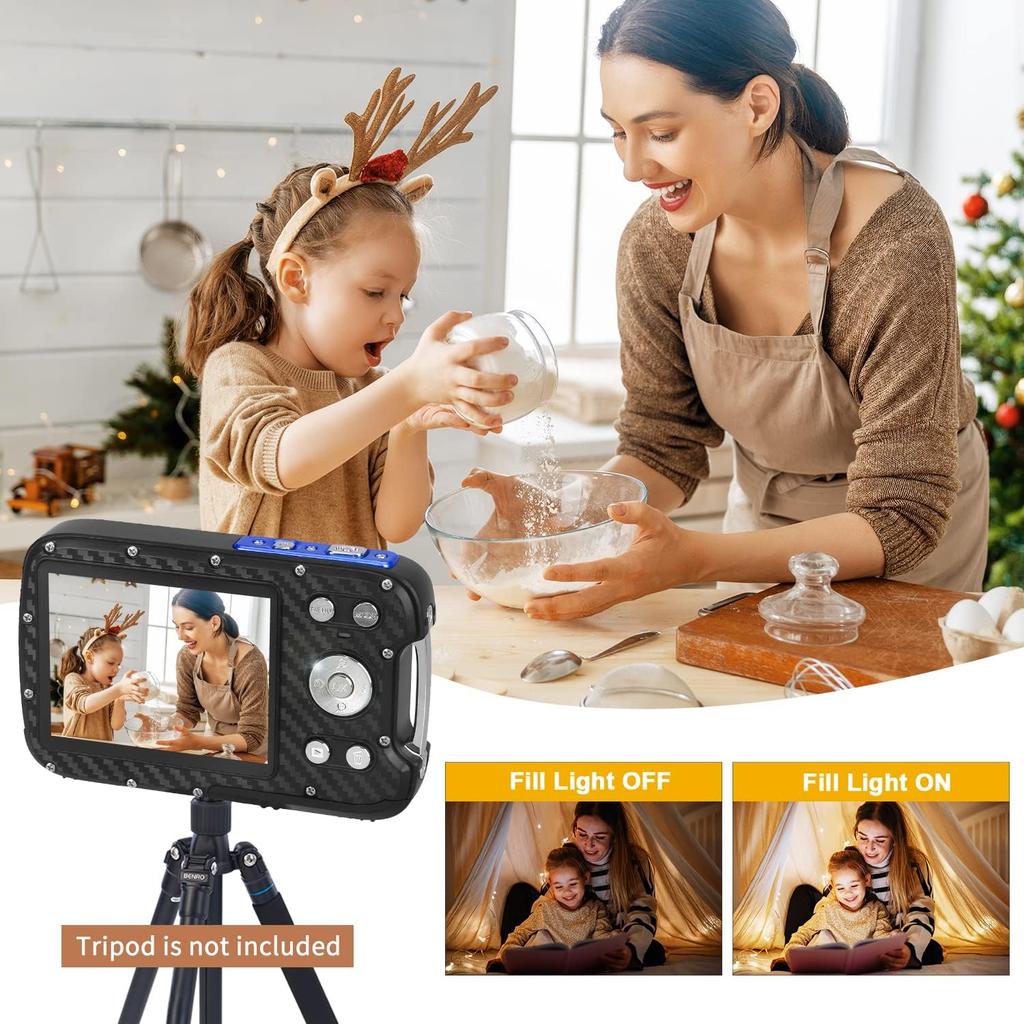 Waterproof Digital Camera,17 FT Underwater Camera 2.8" LCD HD1080P 30MP Kids Video Camcorder with 32G Card and Rechargeable Battery,Point and Shoot