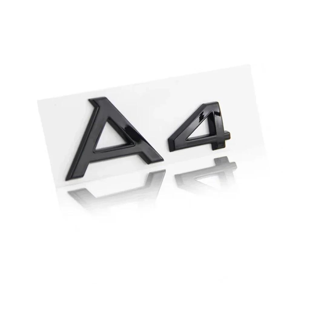 AUDI A4 4Ring logo ABS Black Car Hood Front Grill Rear Trunk Emblem Sticker A4 Mark Quarrto 2.0T Sline Emblem For A4 2008-2017