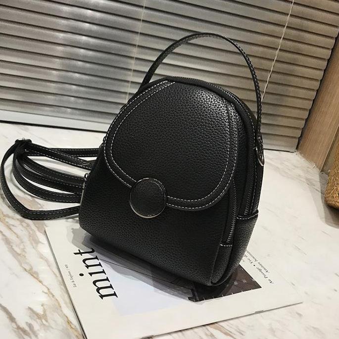 

Рюкзак маленький рюкзак женский корейская версия 2025 осень новый мини-рюкзак персонализированный однотонный девочка плечевая сумка мессенджер чёрный