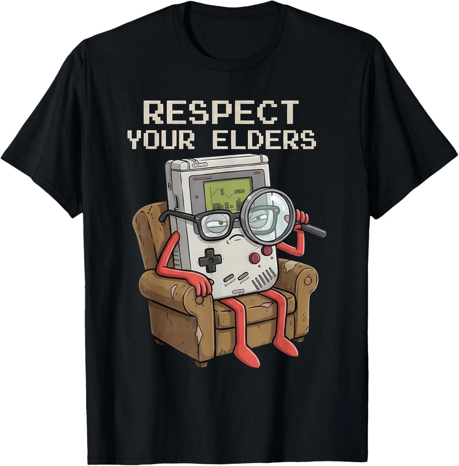 Funny Respect Your Elders Gaming Control Retro Funny Gamer Gift Unisex T-Shirt M