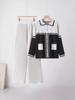 2025 Fall/Winter Women's Color Block Knit Cardigan & Casual Two-Piece Set