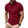 Men's Solid Color Button Short-Sleeve Polo Shirt