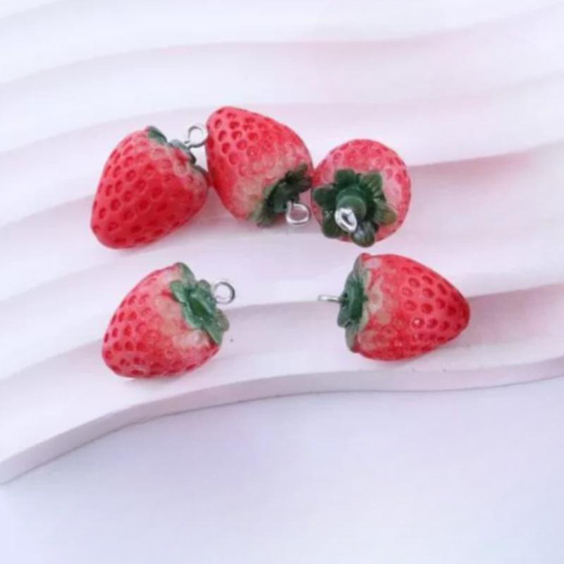 

5/10 шт. имитация клубники смола 3D реквизит модель кулон DIY ювелирные изделия аксессуары подвески серьги ожерелье декоративный кулон 5Pcs