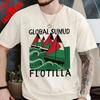 Frieden Global Sumud Flotte Unisex Lässiges Bedrucktes T-Shirt Rundhalsausschnitt Kurze Ärmel Baumwolle Oberteil Alle Jahreszeiten Mode Weiches Kurzarml