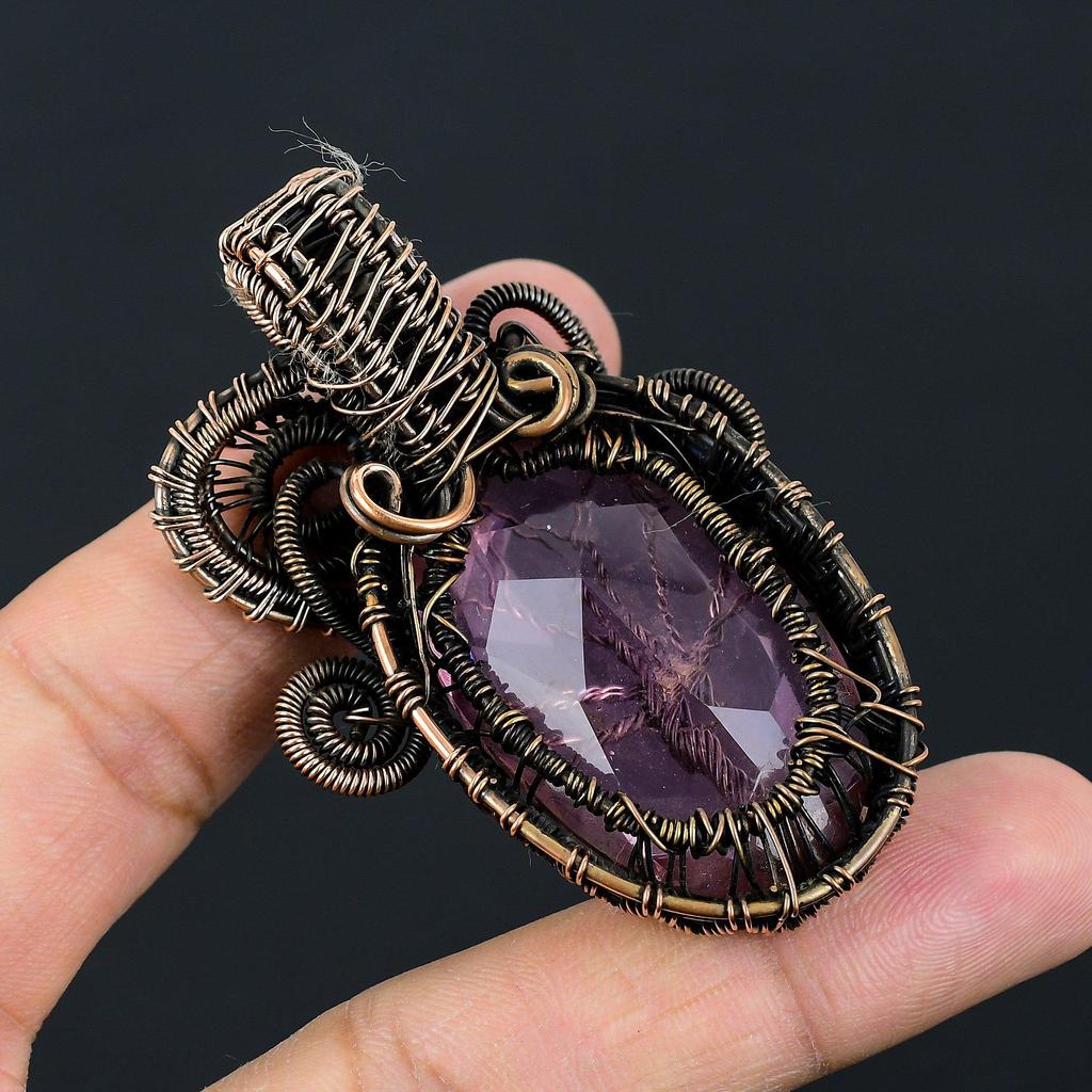 Tree Of Life Pink Kunzite Gemstone Pure Copper Wire Wrapped Handmade Jewelry Pendant For Her