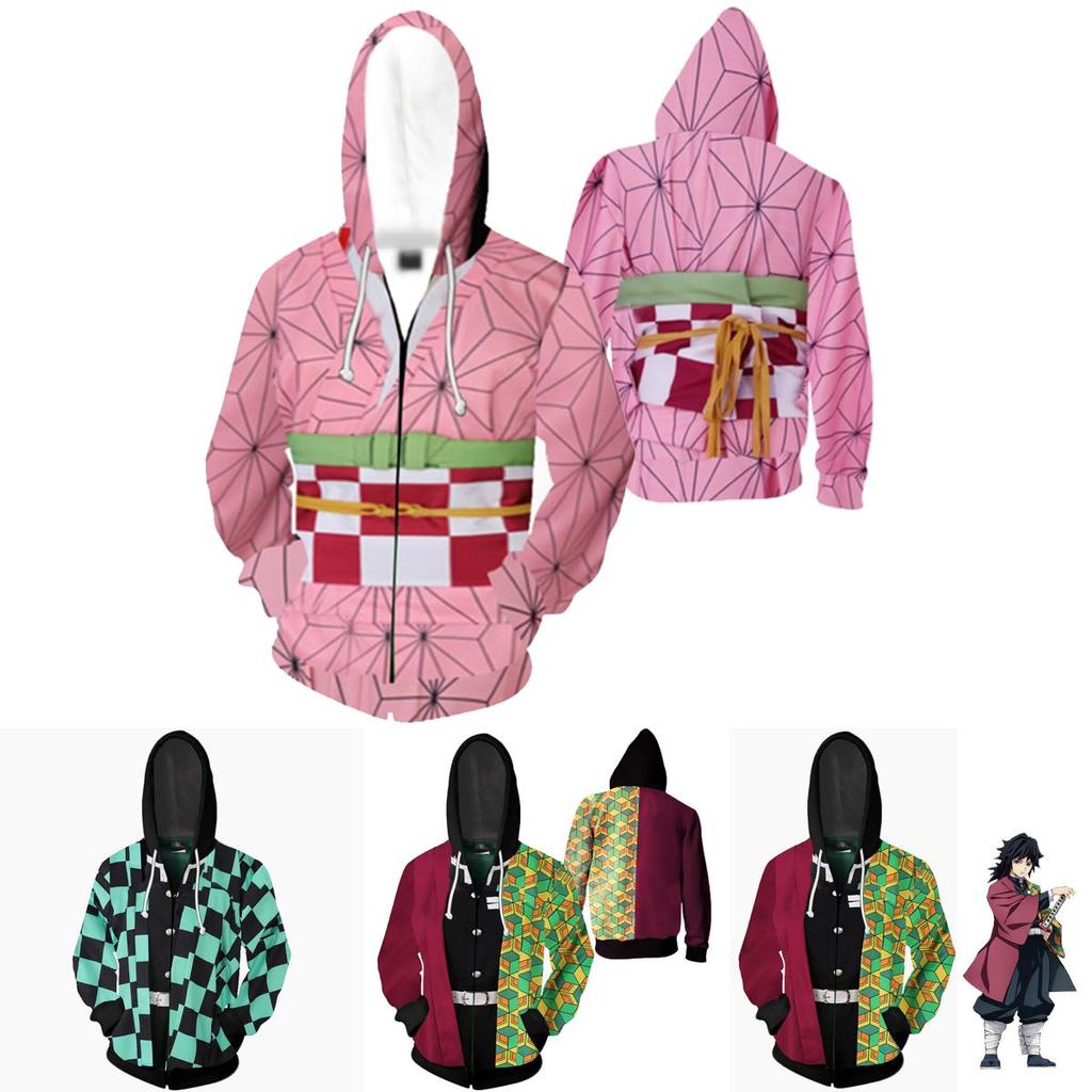 Demon Slayer Kimetsu No Yaiba Vibrant Soft Zipper Up Hoodie For Comfort