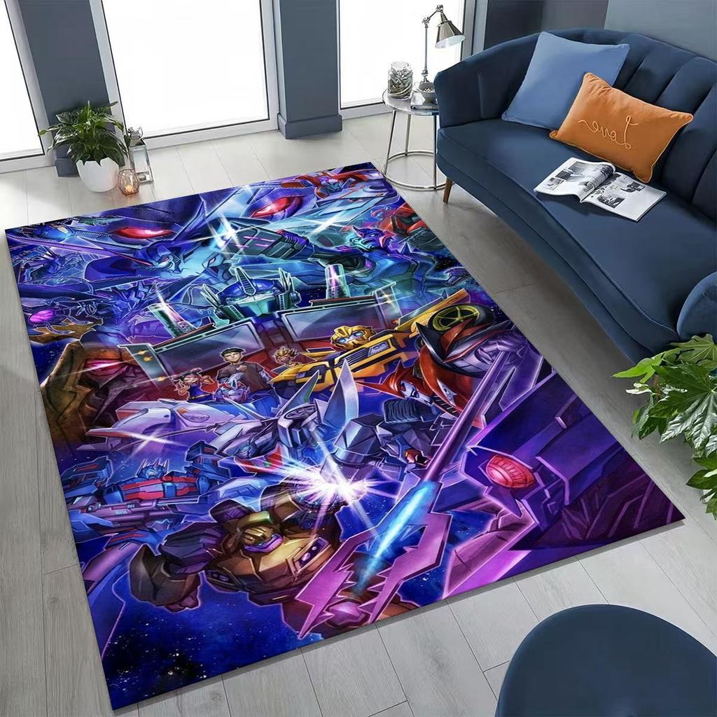 Cartoon T-Transformers Autobots Optimus Prime Rug for Bedroom Living Room Sofa Home Doormat Decor, Large Kids Non-slip Floor Mat