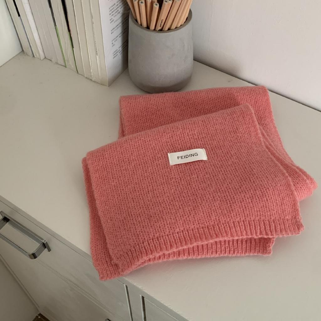 New winter men's and women's scarves solid color knitted wool soft waxy Korean couples versatile fashion warm and thicker