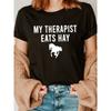 Horse Print Crew Neck T-shirt, Short Sleeve Casual Top For Summer & Spring, Women's Clothing