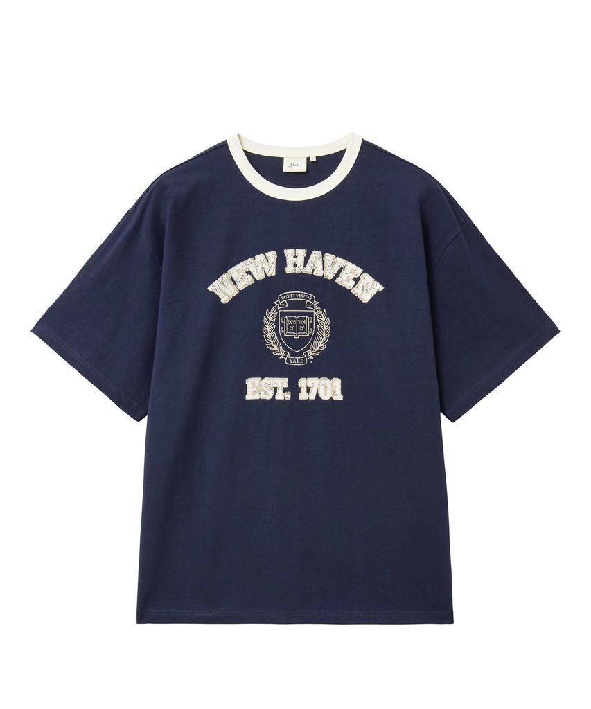 YALE New Haven Graphic Ringer T-Shirt_Navy