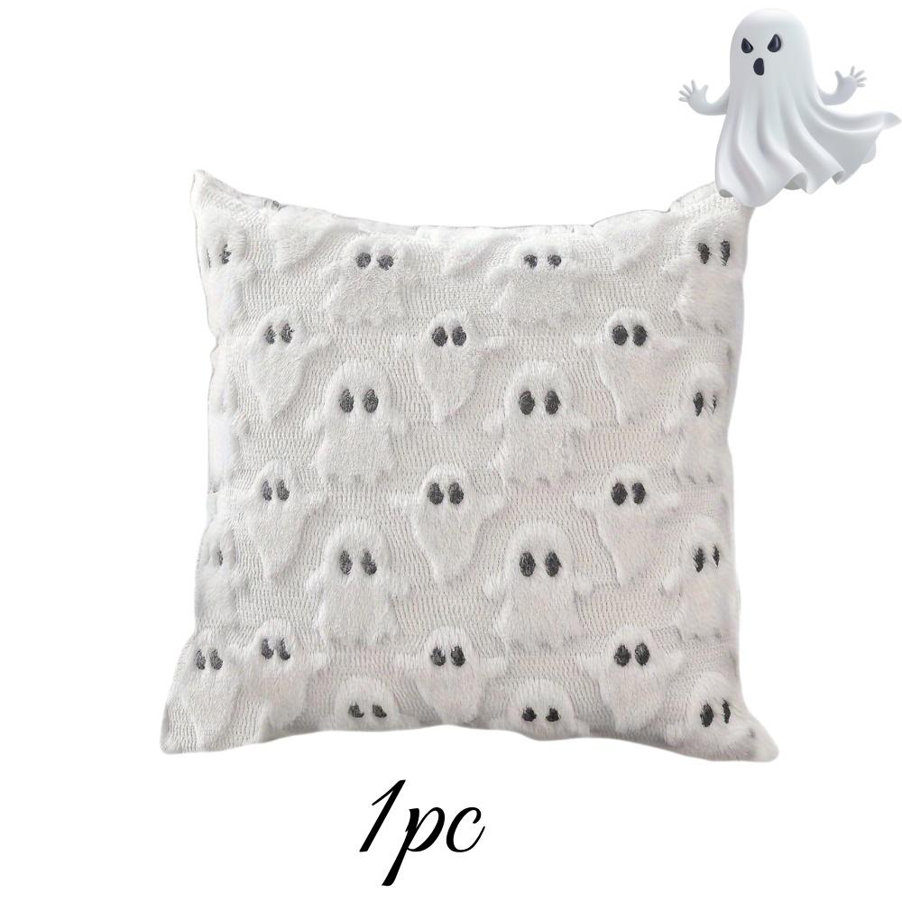 1/2pcs Halloween Plush Pillow Cover Pumpkin Ghost Pattern Cushion Case Festive Decor for Living Room Bedroom Throw Pillow Covers