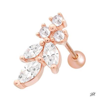 Shavi 14K Gold Needle Rose Gold Cubic Leaf Piercing (S8539154)