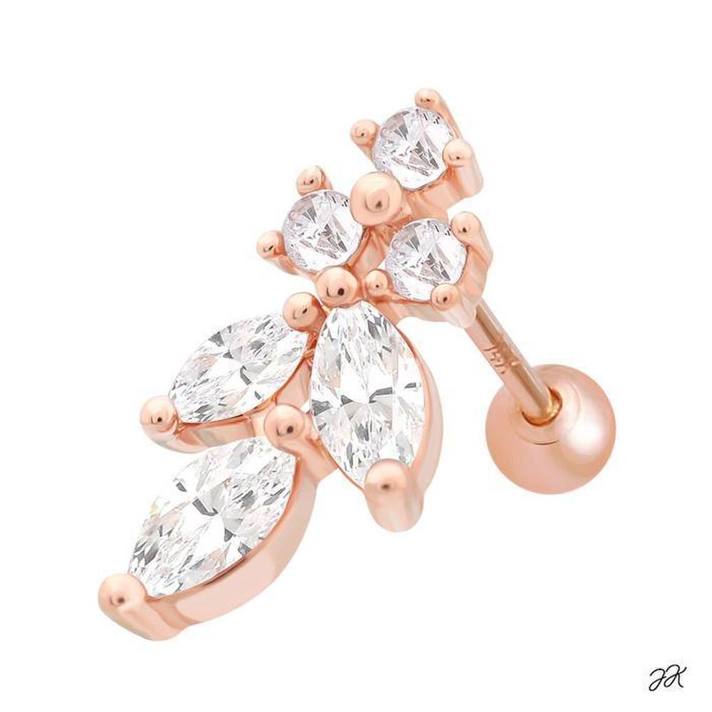 Shavi 14K Gold Needle Rose Gold Cubic Leaf Piercing (S8539154)