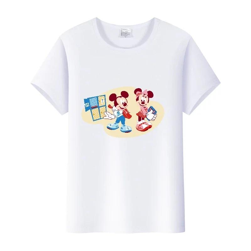Casual Cartoon Minnie Summer Blouses T-shirt White 2000s Tees Tshirt Mickey Mouse Tops Oversized Clothes Unisex