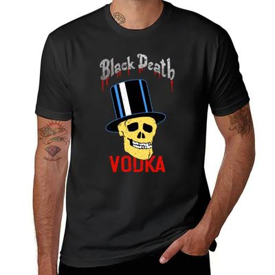Black Death Vodka T-Shirt Anime Blanks T-shirts for Men Cotton