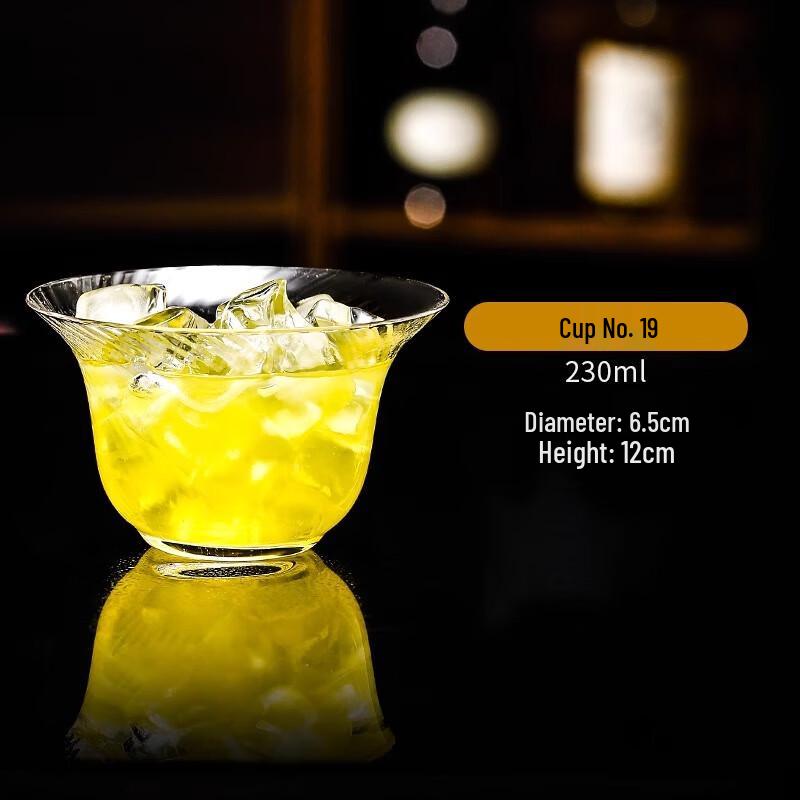 Japanese Style Collins Cocktail Highball Glass Patterned Lid Bowl
