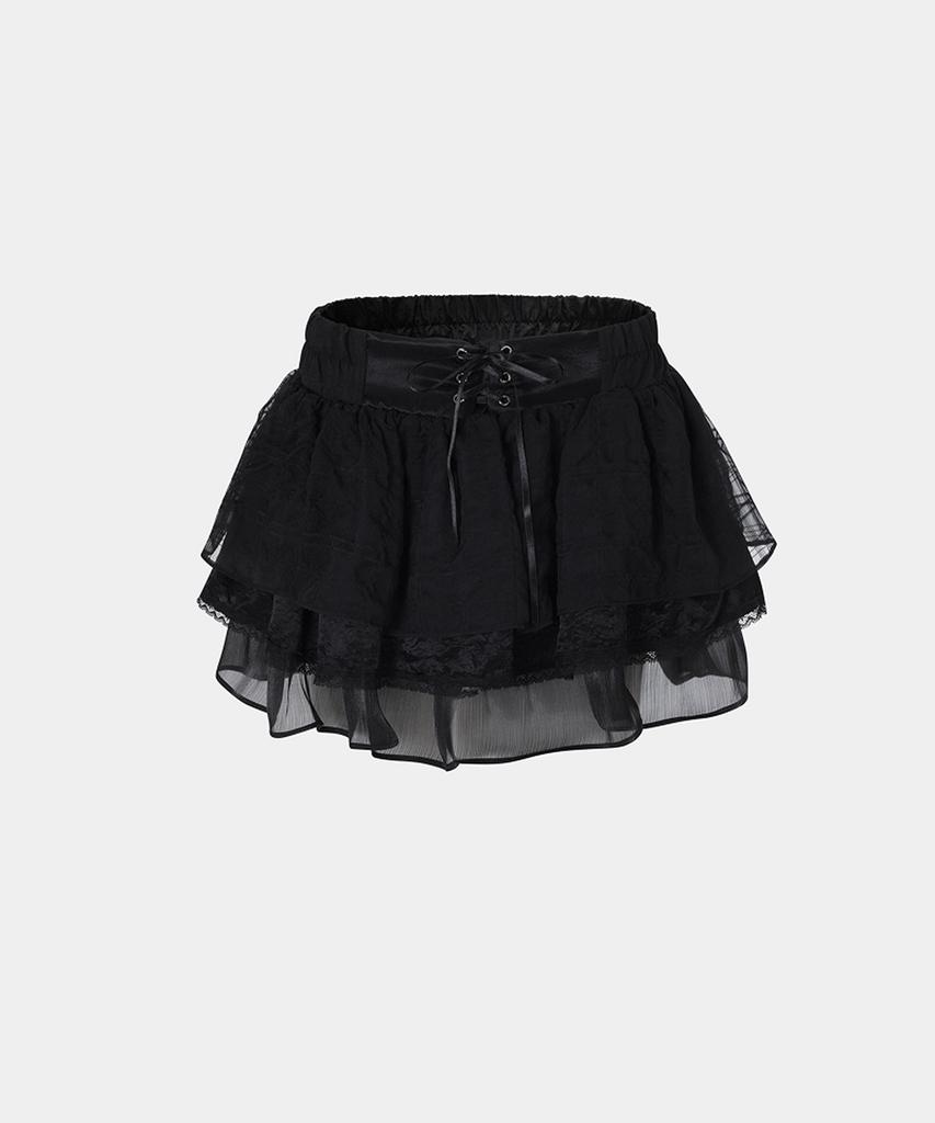 Lupeon Frill Cancan Skirt [Black]