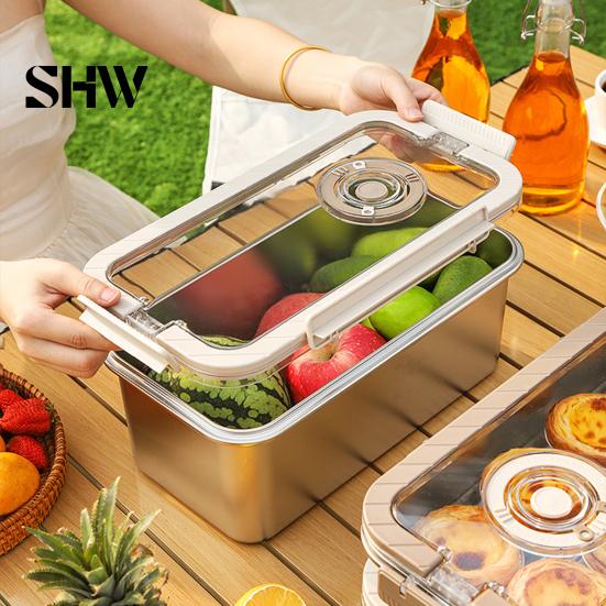 Mehrzweck-Küchenaufbewahrung Edelstahl-Frischebox mit Dichtdeckel und Griff, Große Kapazität Luftdichte Brotdosenbox, Tragbar für Zuhause