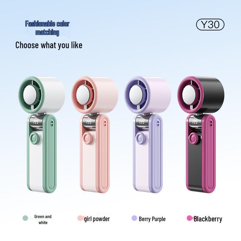 2026 High-Speed Handheld Fan with Digital Display, 199 Gears, Ice Pack Cooling, Turbine, Three-Fold Design & Lanyard.