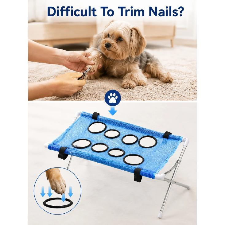 Pet Grooming Hammock Stand Foldable Dog Cat Nail Trimming Helper Mesh Bathing Drying Table for Small Pets