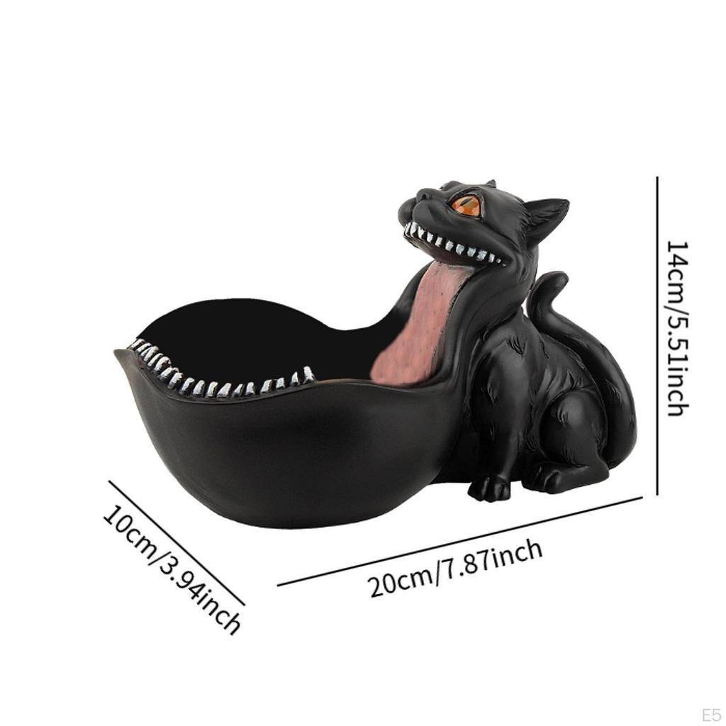 Cat Figurine Key Bowl for Home Entryway Large Mouth Sculpture Candy Dish