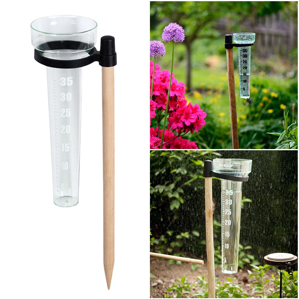 Polystyrene Rain Gauge Up To 35mm Plastic Rain Gauge with Stand Garden Outdoor Yard Rainfall Measurement for Garden Yard