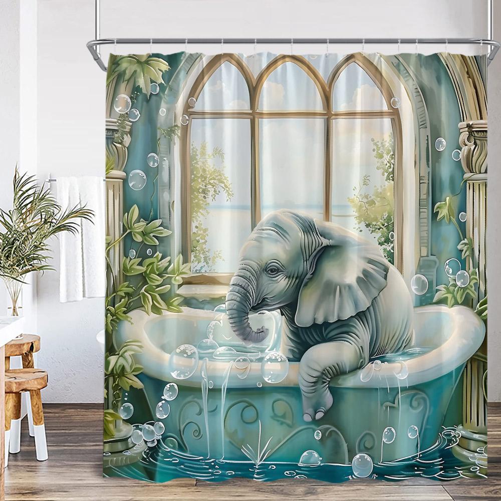 Lustige Badetiere Duschvorhänge Ziege Hochlandkuh Elefant Hund Schwein Badezimmerdekorationen Badetier Badewannenvorhang