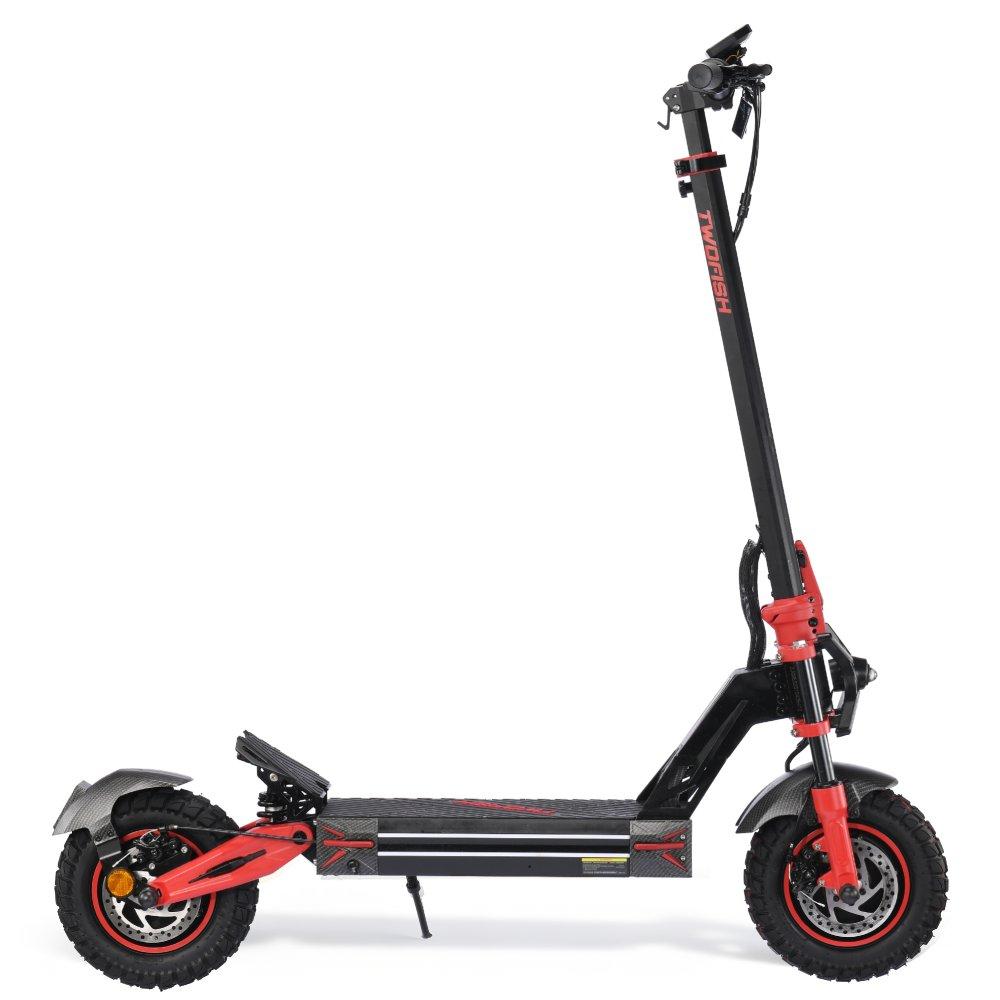 Elektrischer Roller TWOFISH TW4 Pro - Motor 1000W*2 - Akku 60V 23AH - 11 Zoll Reifen - Max. Geschwindigkeit 60 km/h - Reichweite 55 km - Schwarz&Rot