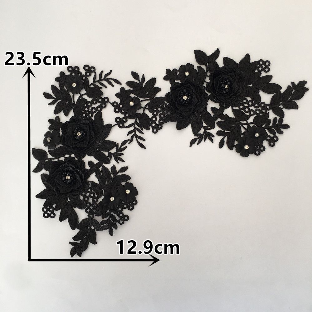 Black And White I Polyester Hollow Embroidery Beads Drills Sewing Lace Diy Decoration With Clothing Collar Accessories