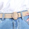 Women Fashion Casual Belts Simple Round Buckle Leather Waistband for Jeans Dress