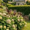 Unique Outdoor Garden Accent Animal Stake, Rustic Yard Art Decorations with Dandelion Accent, Metal Decorative Sculpture for Lawn Patio Flower Bed And