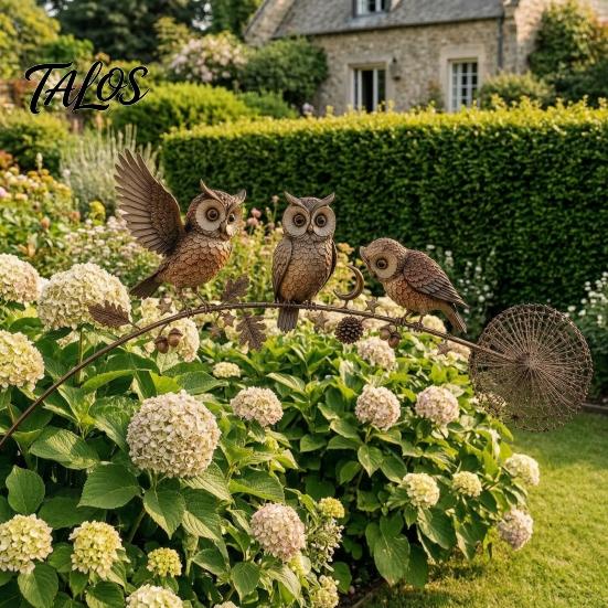 Unique Outdoor Garden Accent Animal Stake, Rustic Yard Art Decorations with Dandelion Accent, Metal Decorative Sculpture for Lawn Patio Flower Bed And