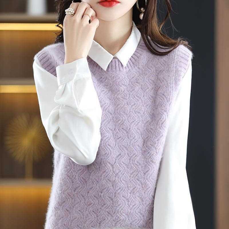 Women's Knitted Vest for Outer Wear Loose Slimming Cardigan Gilet Knitted Top for Ladies