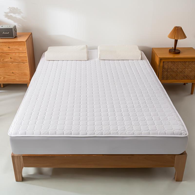All-Season Quilted Mattress Protector: Modern Simple Brushed Cotton Bed Skirt & Bed Cover 90*200 cm Fitted Sheet белый