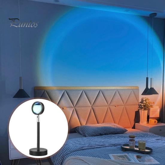 

Проектор заката с дистанционным управлением через приложение, 16 цветов света, вращающийся на 360 градусов, регулируемый угол освещения, двойное управление, закатный свет