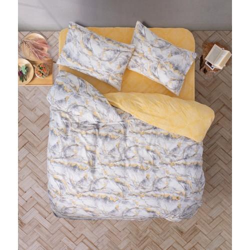 

Casa Carina Ranforce Double Elastic Bed Linen Duvet Cover Set Marble Yellow