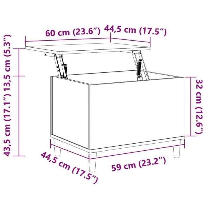 819569 vidaXL Table basse Chêne fumé 60x44,5x45 cm Bois d'ingénierie