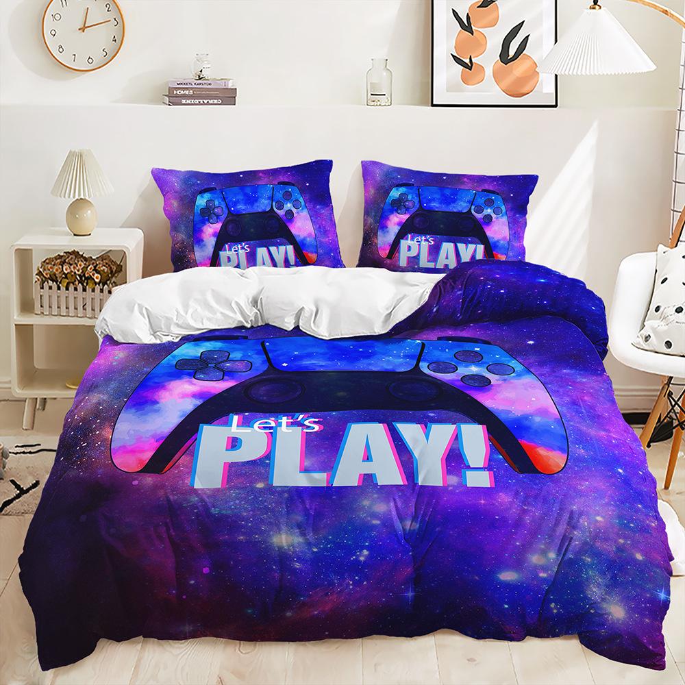 

Three-Piece 3D Quilt Cover Gamepad Cool Gradual Change Kit Bedding 135 * 200 (two-piece set) 90g