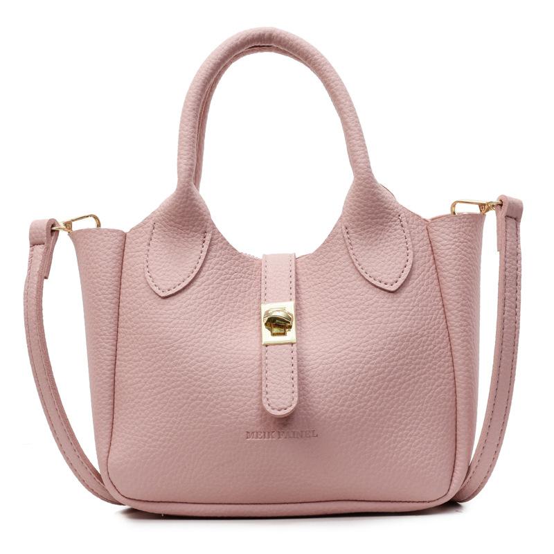 Summer leisure, high-end sense, fashion temperament, portable bucket bag, women's versatile lychee pattern texture, light luxury messenger bag