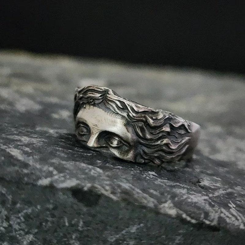 Retro Half Face Venus Ring For Men Women Greek Mythology Vintage Punk Gothic Art Open Ring Unisex Accessories Designer Jewelry