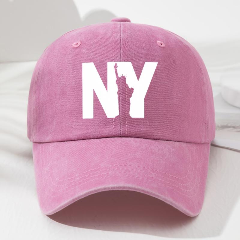 Unisex NY Goddess print soft top baseball cap, retro adjustable outdoor hat, suitable for sports, fishing, and hiking