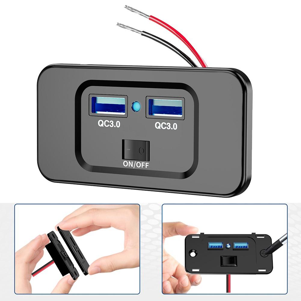 Fast Charger Socket QC 3.0 Car Charger Dual USB Car Charger Dustproof Cap