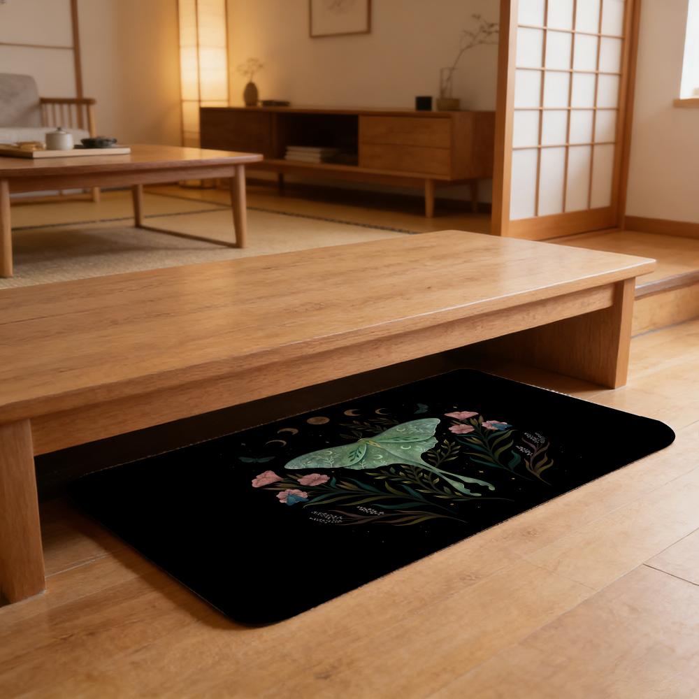Butterflies and Moths Floor Mat Washable Absorbent Flannel Door Mat Non-Slip Indoor Floor Carpet