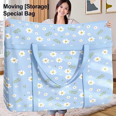 Storage Bag with Two-Way Zipper Extra Large Capacity Dust-Proof Organizer Flower Pattern Clothes Storage Bag